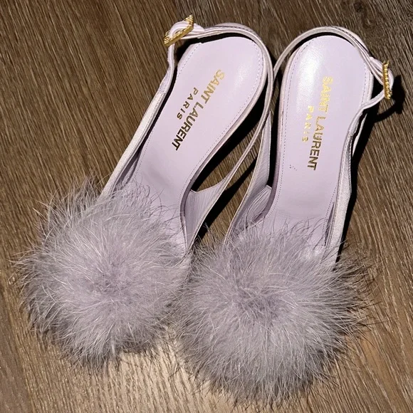 Saint Laurent Women's Soft Purple Feathered Heels - Picture 4 of 4